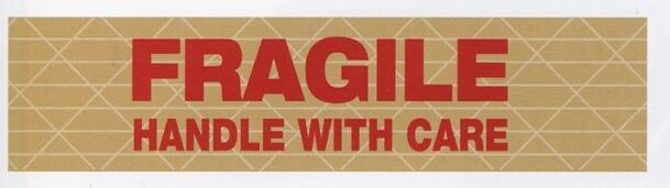 Stock Imprinted Reinforced Gummed Tape/ 3"X375' (Fragile Handle With Care)