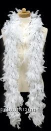 6' White Feather Boa With Silver Tinsel
