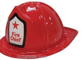 Adult Plastic Fire Chief Hat W/Custom Label On Side Of Hat