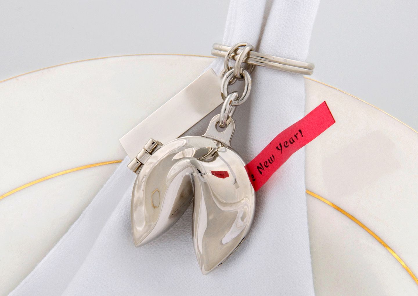 Metal Fortune Cookie Napkin Ring Holder With Custom Paper Insertion