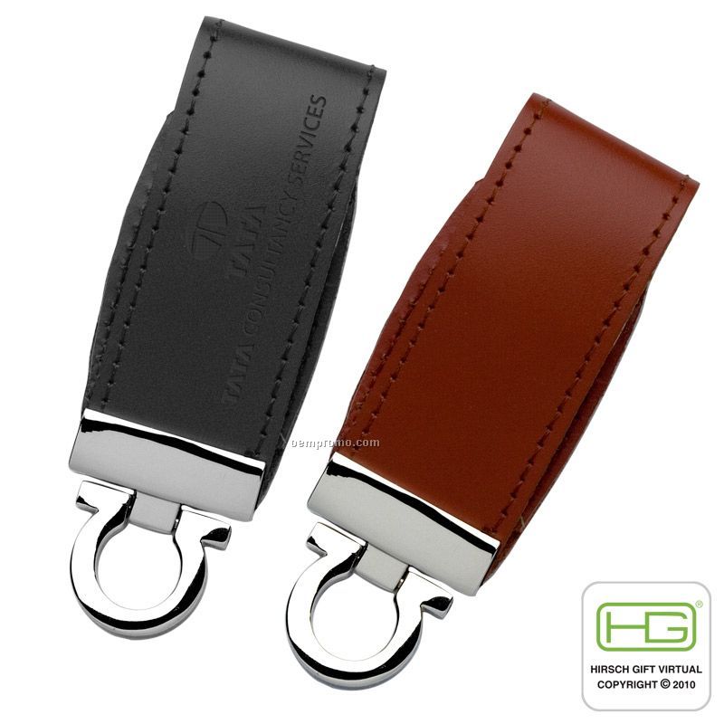 Sassari Black Leatherette USB Flash Drive (128 Mb)