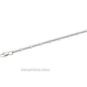 Ladies' 7" Sterling Silver 1-3/4mm Snake & Bead Chain Bracelet