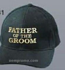 Black Cotton Twill Pro Style Cap W/ Father Of The Groom