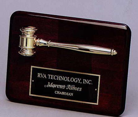 Gavel Plaque In High Gloss Rosewood Finish (9"X12")
