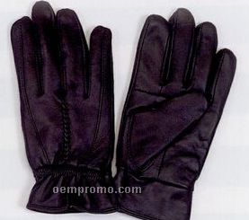 Ladies' Leather Glove With Elastic & Design Stitch
