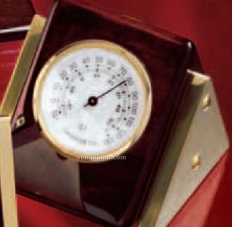 Piano Finish Rosewood Clock/ Thermometer