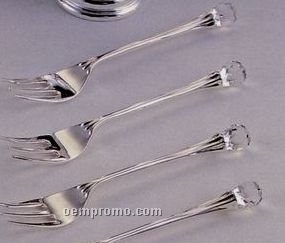 4 Piece Silver Plated Fork Set W/ Austrian Crystal Accent