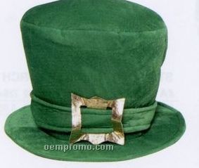 Green Velvet Top Hat With Buckle