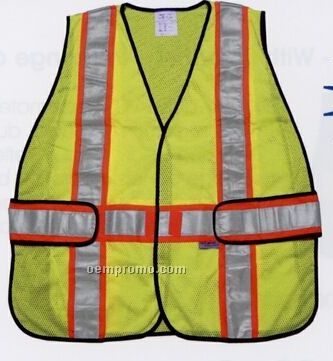Adjustable Class II Fluorescent Yellow Safety Vests (2xl-4xl Fits Most)