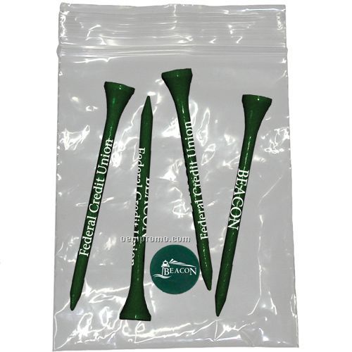 Business Card Tee Pack W/ 4 Long Tees & Ball Marker (3 1/4