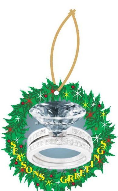 Diamond Ring Executive Wreath Ornament W/ Mirrored Back (3 Square Inch)