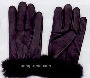 Sheep Nappa Ladies Sleek Glove With Rabbit Fur (S-2xl)