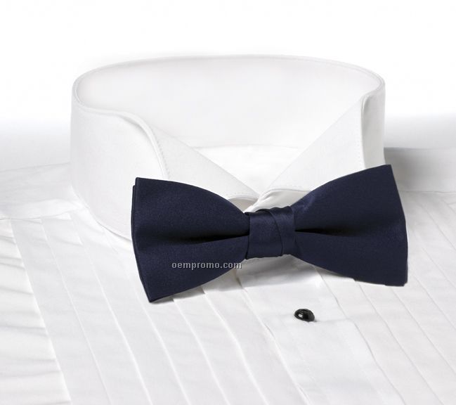 Wolfmark Solid Series 2" Clip-on Polyester Bow Tie - Navy Blue