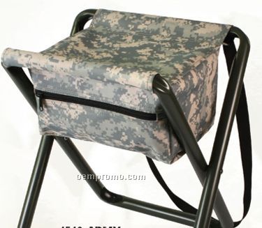 Deluxe Army Digital Camouflage Folding Camp Stool With Pouch