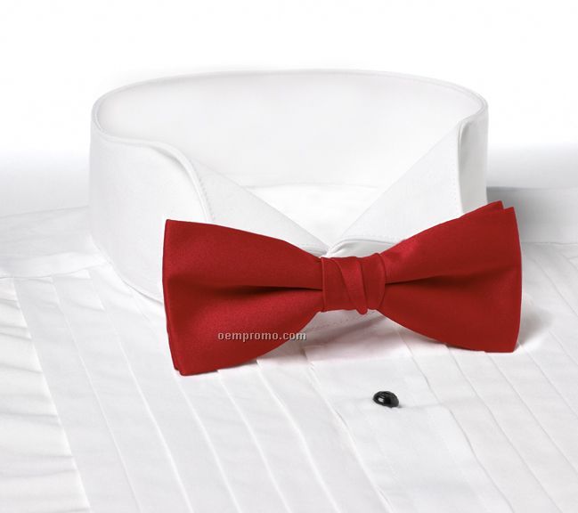Wolfmark Solid Series 2" Clip-on Polyester Bow Tie - Red