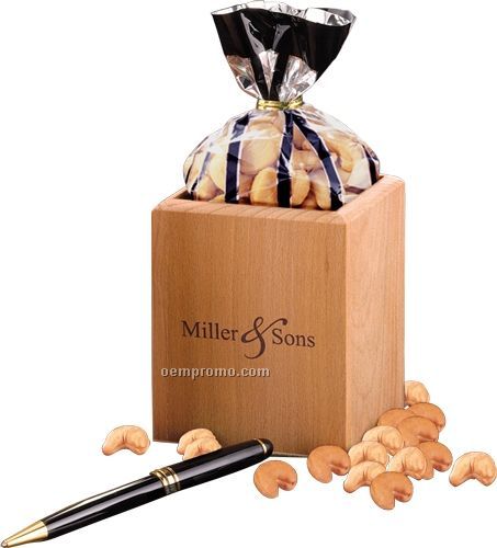 Hardwood Pen & Pencil Cup W/ Extra Fancy Jumbo Cashews