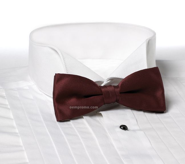 Wolfmark Solid Series 2" Clip-on Polyester Bow Tie - Maroon