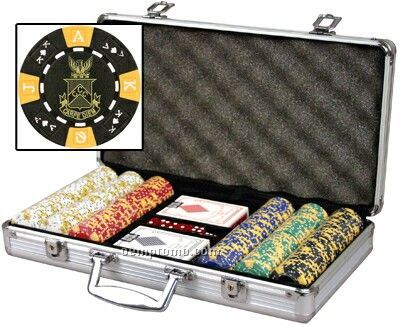 Custom Hot Stamped 300 Poker Chip Set With Cards