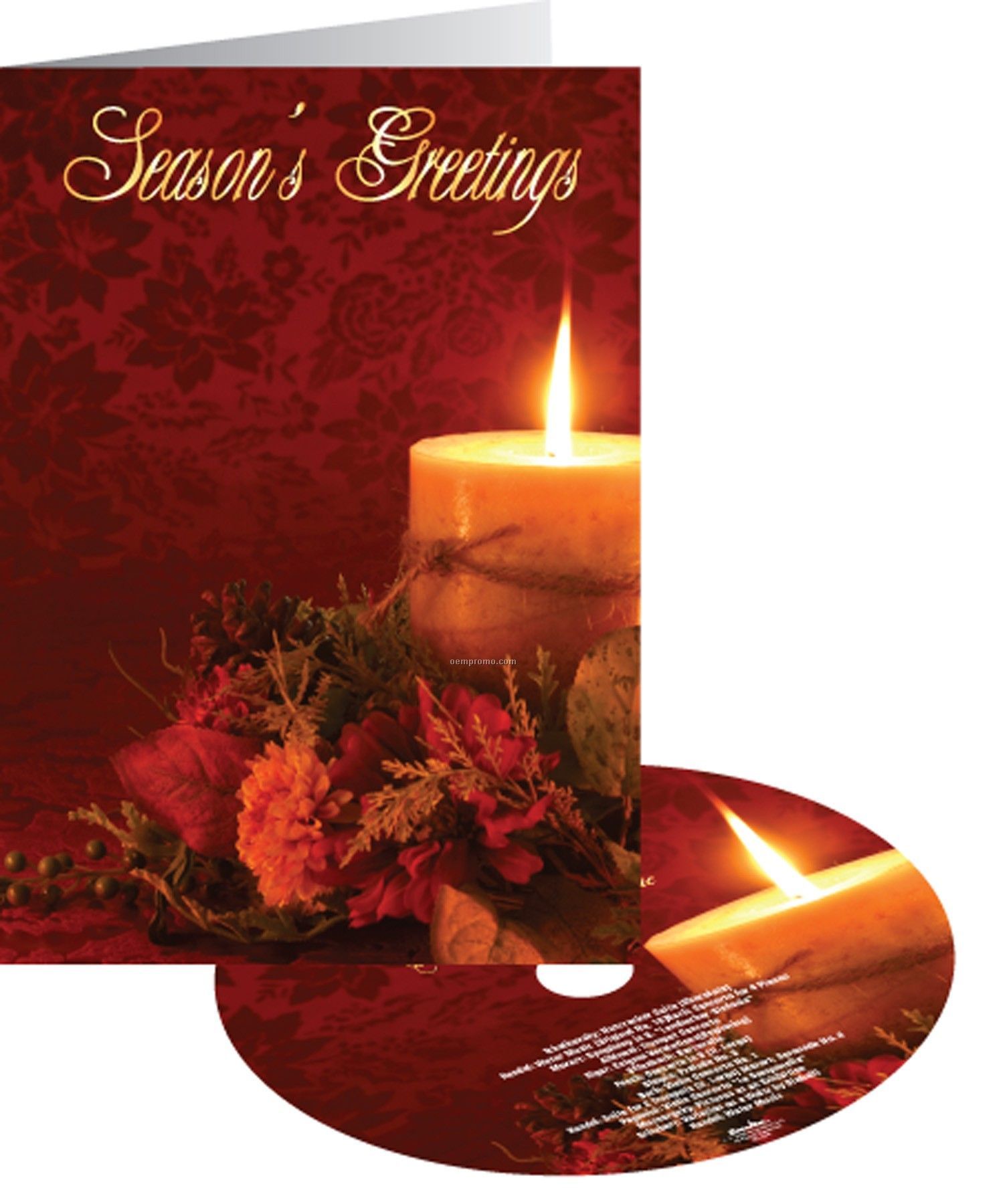 Floral Candle Season's Greetings Holiday Card With Matching CD