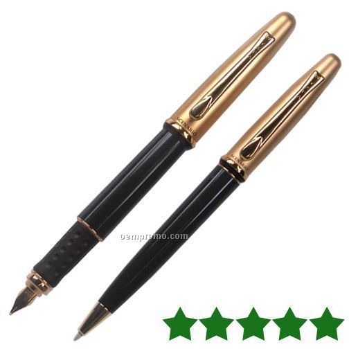 Scenario Matching Mini Fountain & Ballpoint Pen Set (Black)
