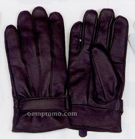 Men's Leather Glove With Lining & Velcro Closure