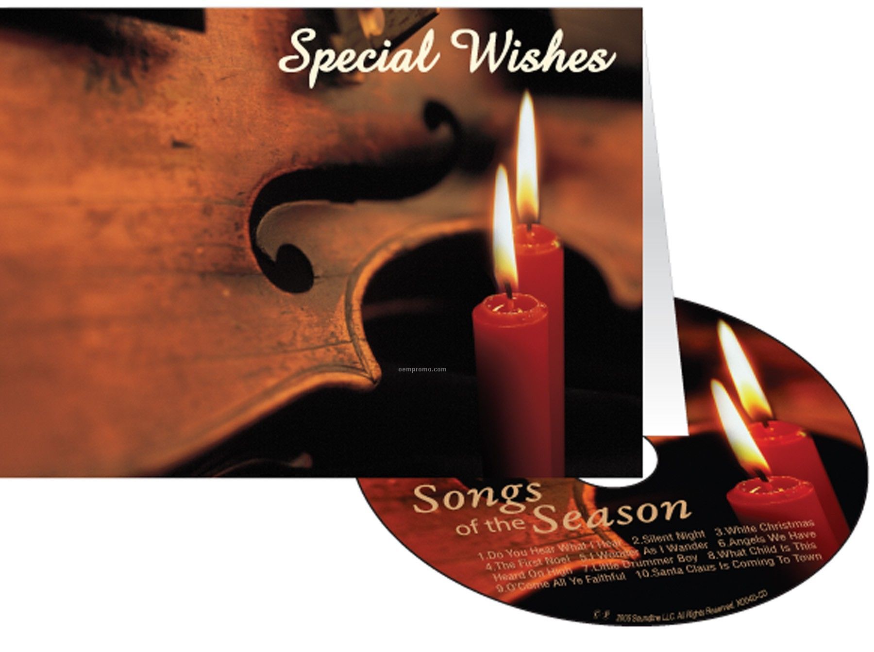 Candles & Violin Special Wishes Holiday Greeting Card With Matching CD