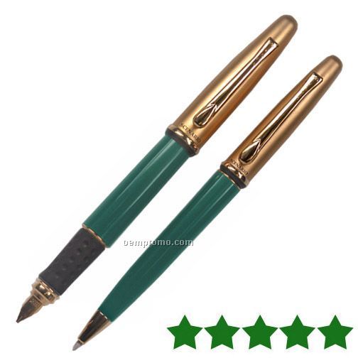 Scenario Matching Mini Fountain & Ballpoint Pen Set (Green)