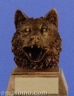Wolf Mascot Sculpture Award W/ Gold Base (4")