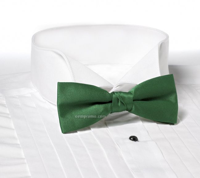 Wolfmark Solid Series 2" Clip-on Polyester Bow Tie - Kelly Green
