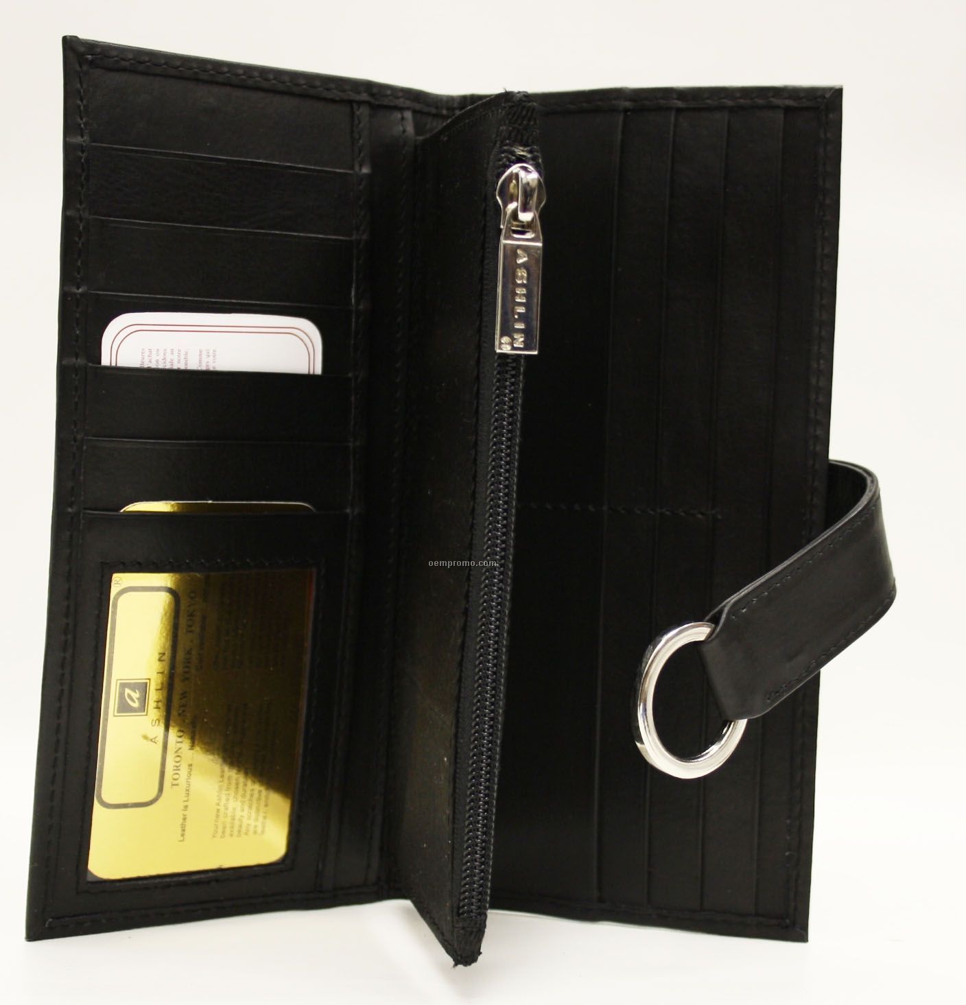 Black Ladies Bi Fold Wallet W/ Zipper Pocket