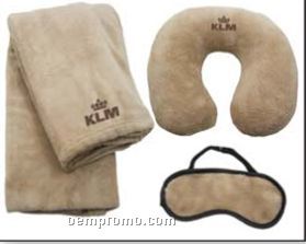 Blanket / Neck Pillow And Eye Mask Travel Set / 6 To 7 Day
