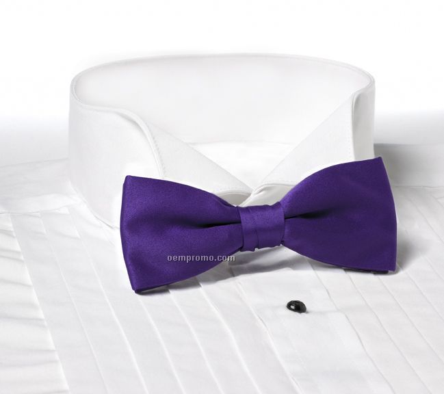 Wolfmark Solid Series 2" Clip-on Polyester Bow Tie - Purple