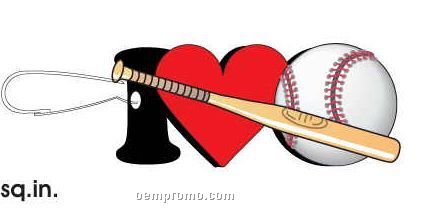 I Love Baseball W/ Bat Zipper Pull