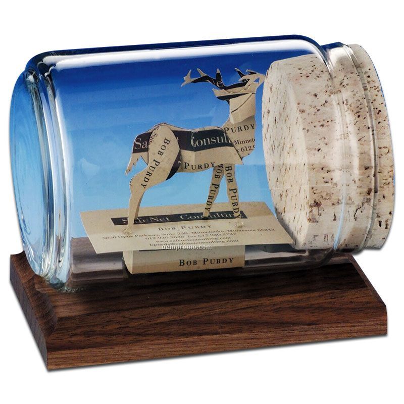 Stock Business Card Sculpture In A Bottle - Deer