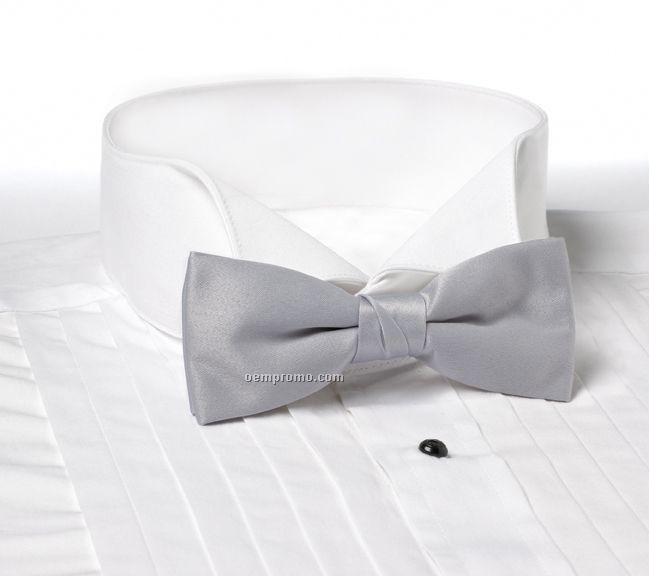 Wolfmark Solid Series 2" Clip-on Polyester Bow Tie - Light Gray