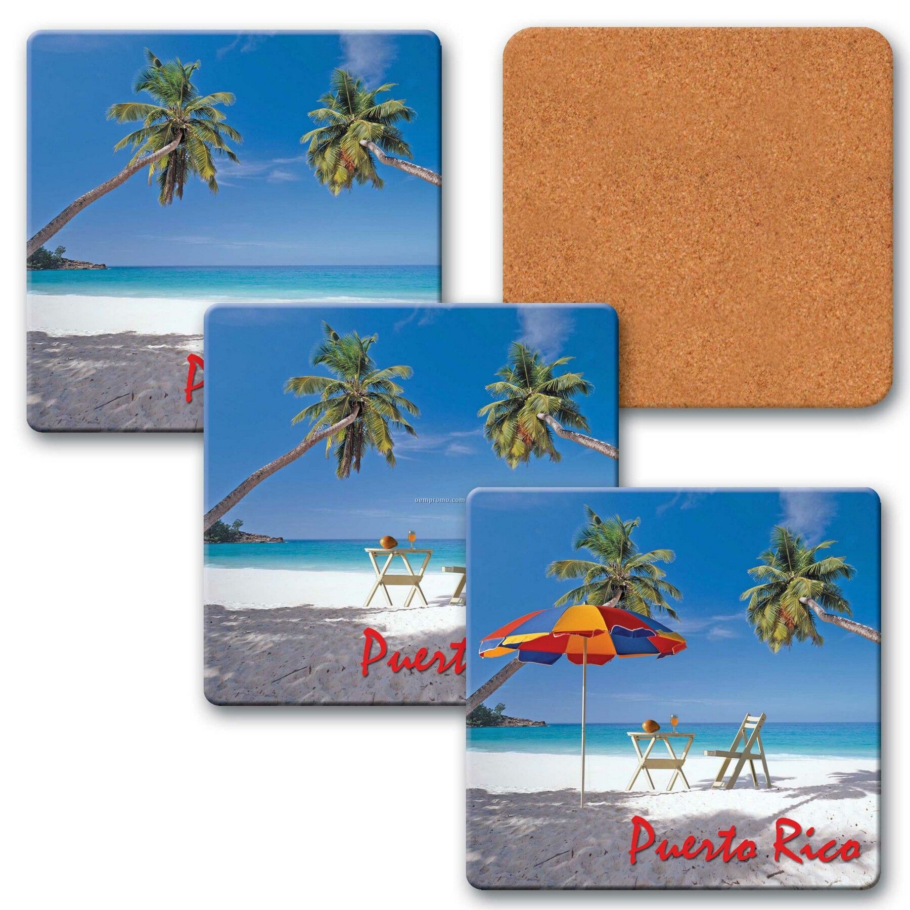 4" Square Coaster W/3d Lenticular Images Of A Tropical Beach (Custom)