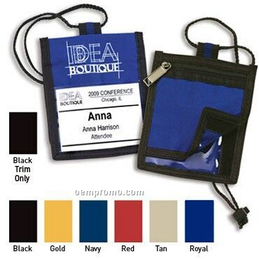 Bi Fold Neck Wallet W/ Adjustable Cord - 1 Color