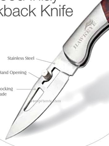 Giftcor Lockback Steel & Wood Inlay Lockback Knife