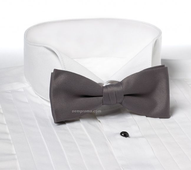 Wolfmark Solid Series 2" Clip-on Polyester Bow Tie - Dark Gray