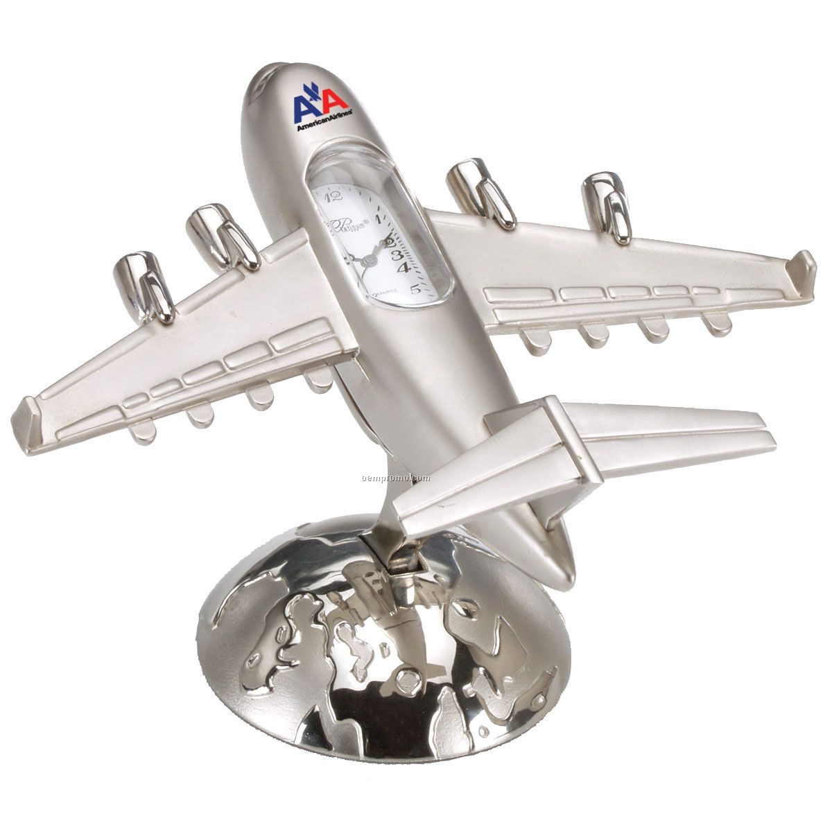 Die Cast Jet Airplane Clock W/ Matching Base