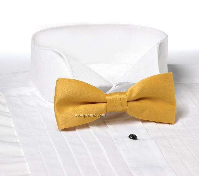 Solid Series 2" Clip-on Polyester Bow Tie - Gold