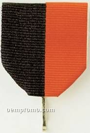 1-3/8" X 1-5/8" Pin Drape Ribbon W/ Snap Clip - Black/Orange