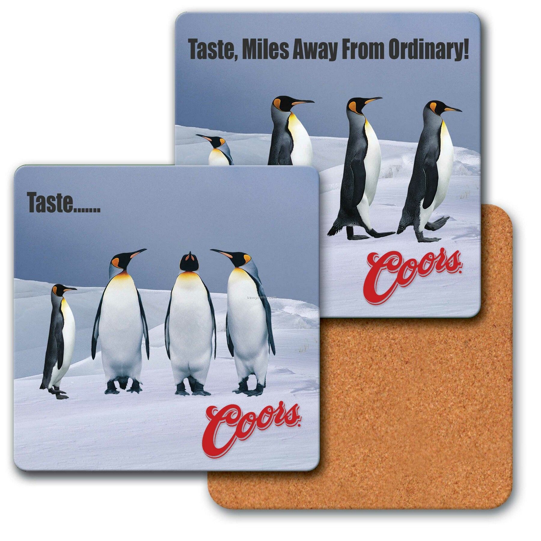 4" Square Coaster W/3d Lenticular Images Of Penguins (Custom)