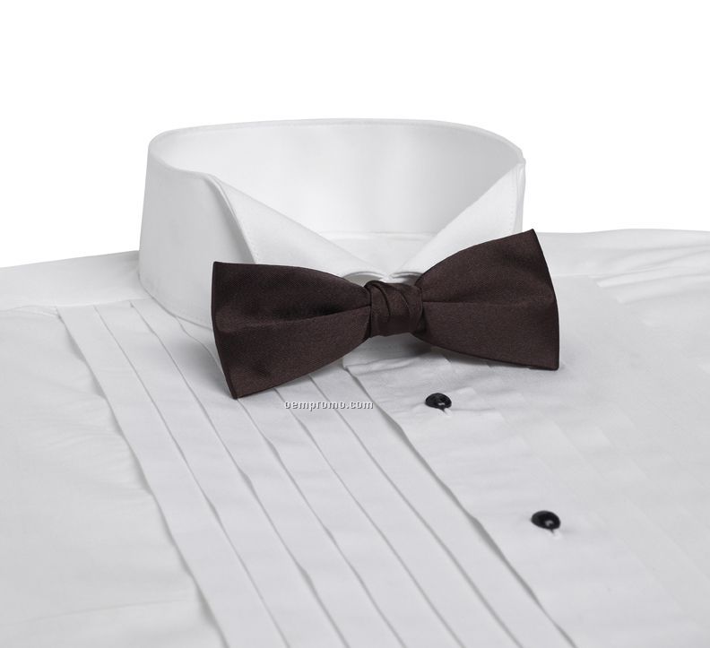 Wolfmark Solid Series 2" Clip On Polyester Bow Tie - Chocolate Brown