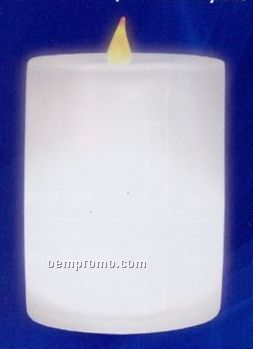 Yellow Flame Pillar Candle With White Base