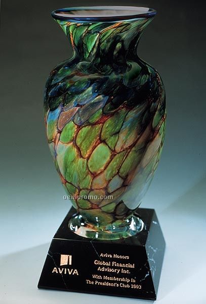 Jade Monarch Apollo Vase W/ Marble Base (4.75"X10")