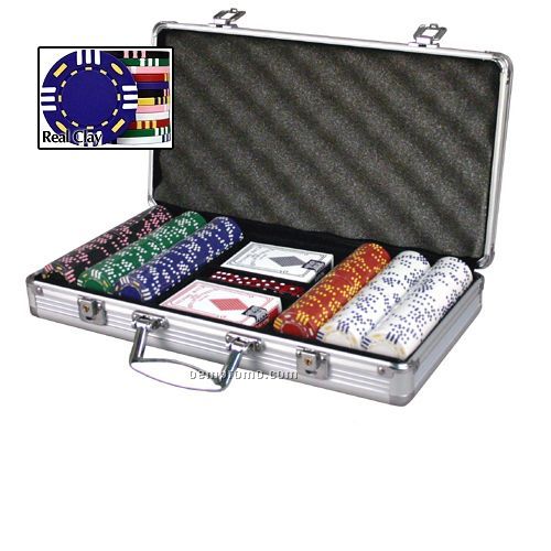 12 Stripe 300 Poker Chips Set With Cards