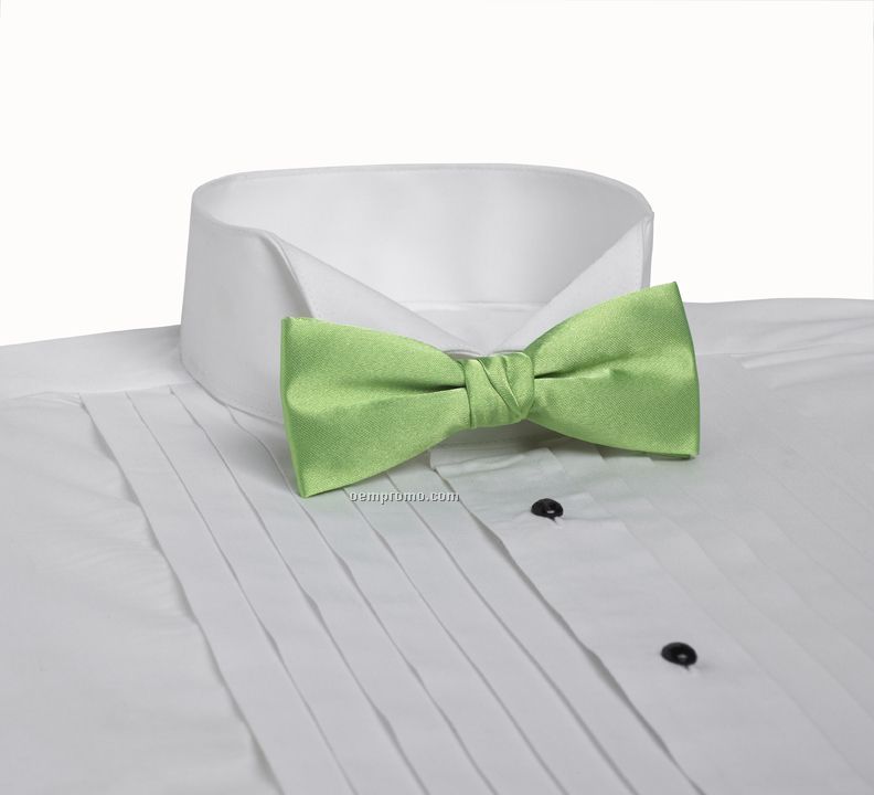 Wolfmark Solid Series 2" Clip On Polyester Bow Tie - Lime Green