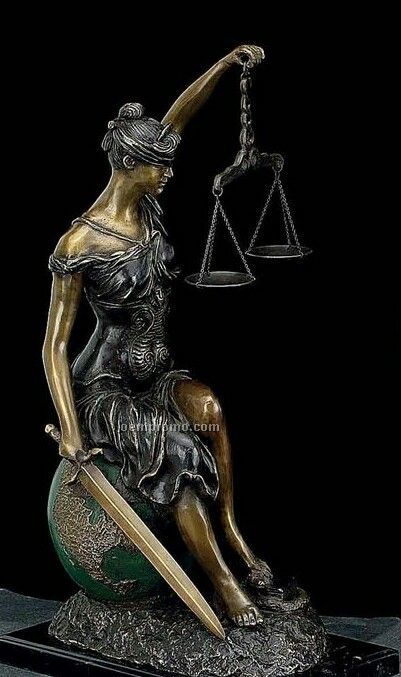 Bronze Lady Justice Statue On Marble Base (Limited Edition)