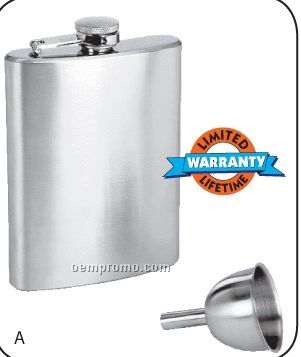 Maxam 8 Oz Stainless Steel Hip Flask With Funnel